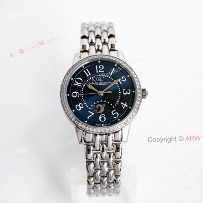 (GF) Swiss knckoff Jaeger Lecoultre Rendez-Vous Night & Day Blue Dial Watch with Diamonds